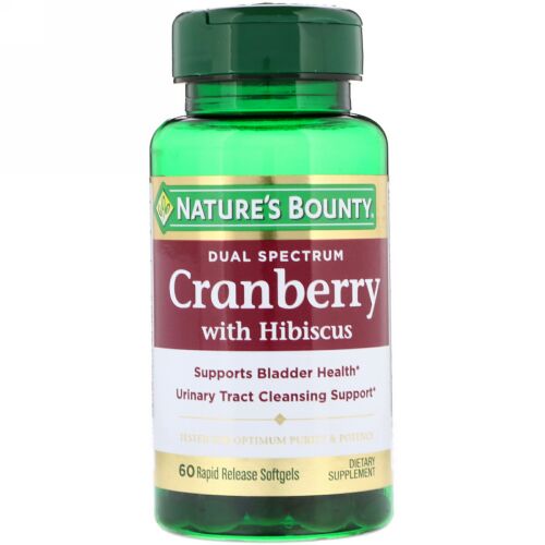 Nature's Bounty, ハイビスカス入りデュアルスペクトラムクランベリー、即放性ソフトゲル60個 (Discontinued Item)