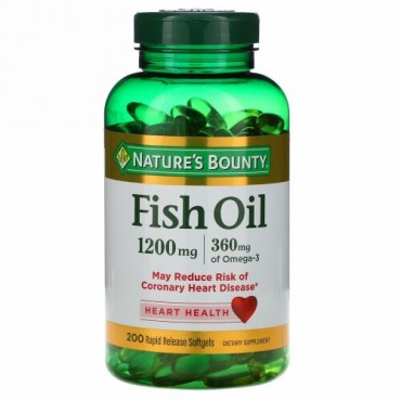 Nature's Bounty, フィッシュオイル、1200mg、即放出性ソフトジェル 200錠