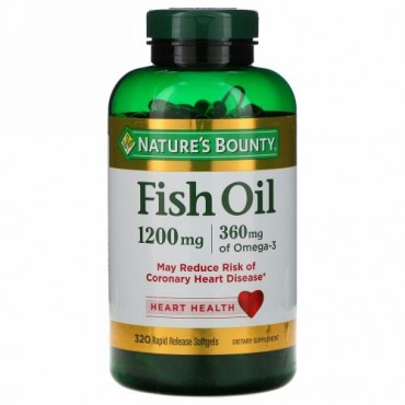 Nature's Bounty, フィッシュオイル、1200 mg、320ソフトゲル