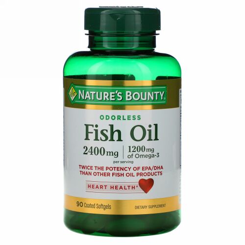 Nature's Bounty, フィッシュオイル、2,400 mg、コーティング済ソフトジェル90錠