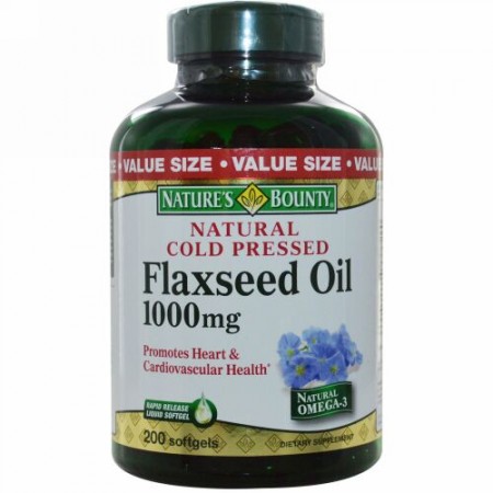 Nature's Bounty, Flaxseed Oil, 1000 mg, 200 Softgels (Discontinued Item)