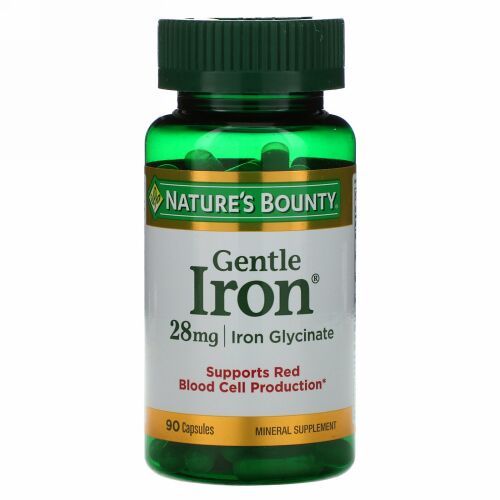 Nature's Bounty, 穏やかな鉄分, 28 mg, 90カプセル