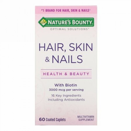 Nature's Bounty, 髪, 肌＆爪, 60粒（コーティングカプレット）