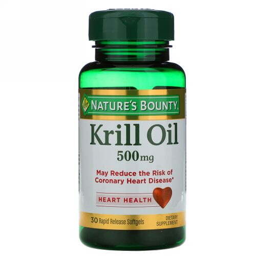Nature's Bounty, クリルオイル、500 mg、急速放出ソフトジェル30粒
