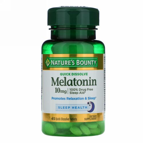 Nature's Bounty, メラトニン、即溶性、10 mg、即溶性錠剤45錠
