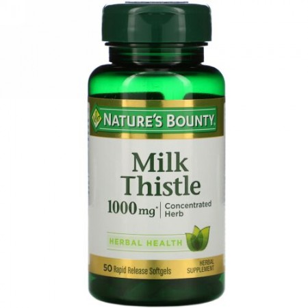Nature's Bounty, オオアザミ、1,000mg、即時放出ソフトジェル50粒