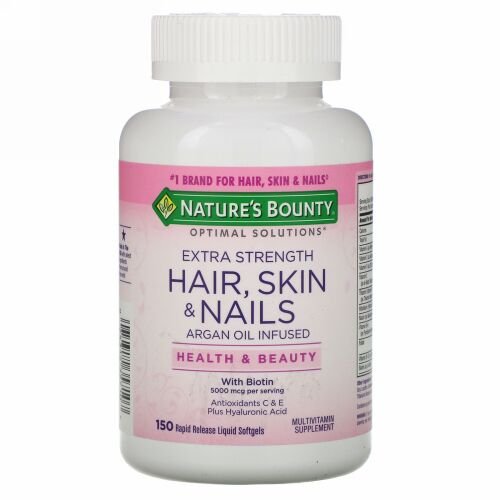 Nature's Bounty, オプティマル・ソリューション, ヘアー, スキン& ネイル, 特別強化, 150ラピッドリリース・リキッド・ソフトジェル