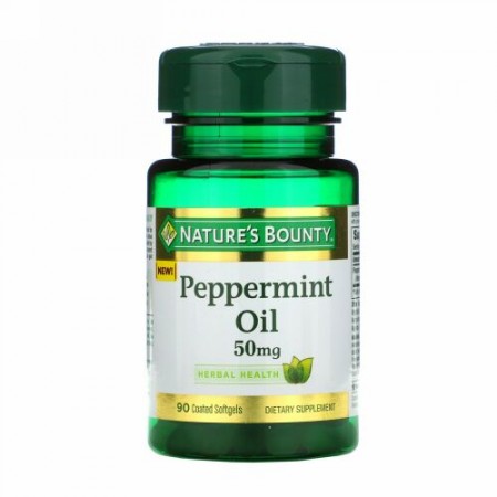 Nature's Bounty, ペッパーミントオイル、50 mg、コーティング済みソフトカプセル90錠