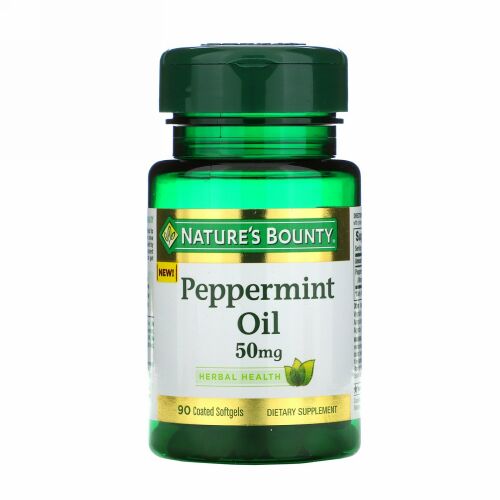 Nature's Bounty, ペッパーミントオイル、50 mg、コーティング済みソフトカプセル90錠