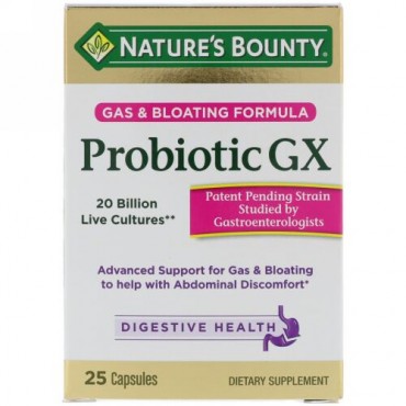 Nature's Bounty, プロバイオティクス GX、 胃腸フォーミュラ、 25カプセル (Discontinued Item)