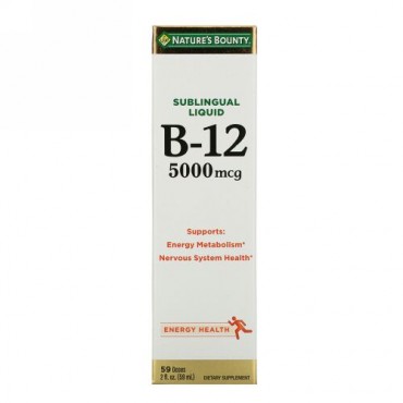 Nature's Bounty, 舌下液体, B12, 5,000 mcg, 2液体オンス (59 ml)