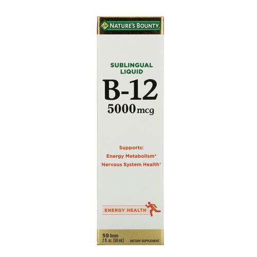 Nature's Bounty, 舌下液体, B12, 5,000 mcg, 2液体オンス (59 ml)