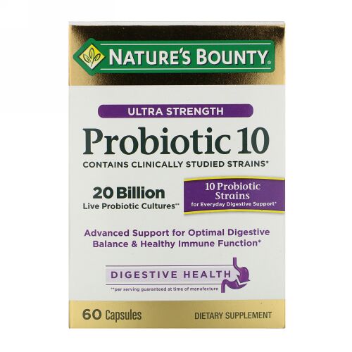 Nature's Bounty, Ultra Strength Probiotic 10, 20 Billion Live Cultures, 60 Capsules (Discontinued Item)