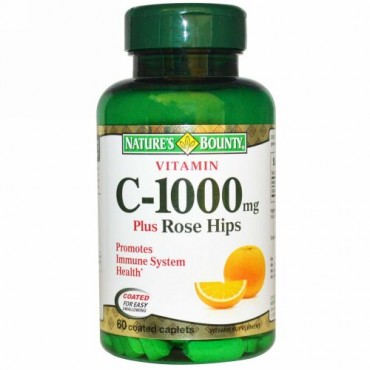 Nature's Bounty, Vitamin C Plus Rose Hips, 1000 mg, 60 Coated Caplets (Discontinued Item)