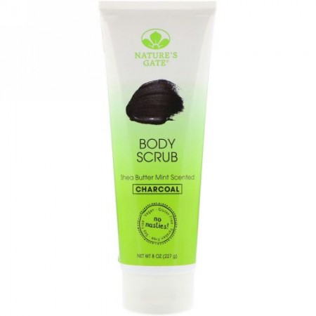 Nature's Gate, Body Scrub, Charcoal, Shea Butter Mint Scented, 8 oz (227 g) (Discontinued Item)