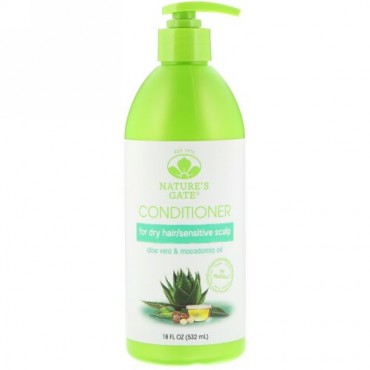 Nature's Gate, アロエベラ＋マカデミアオイル保湿コンディショナー, 18液量オンス（532 ml） (Discontinued Item)