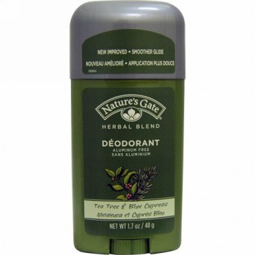 Nature's Gate, デオドラント、ハーバルブレンド、ティートリー & ブルーサイプレス、1.7 oz (48 g) (Discontinued Item)