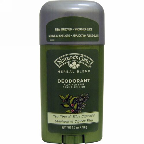 Nature's Gate, デオドラント、ハーバルブレンド、ティートリー & ブルーサイプレス、1.7 oz (48 g) (Discontinued Item)