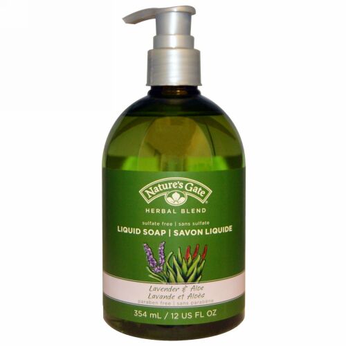 Nature's Gate, ハーバルブレンド、リキッドソープ、ラベンダー & アロエ、12 fl oz (354 ml) (Discontinued Item)