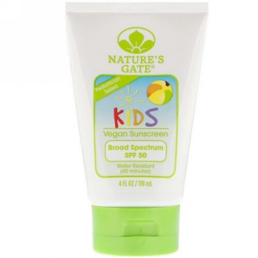 Nature's Gate, 子供用、ブロードスペクトラムSPF 50日焼け止め、無香、4液量オンス (118 ml) (Discontinued Item)