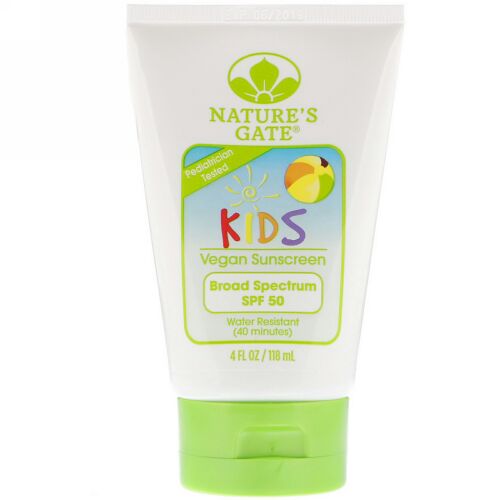 Nature's Gate, 子供用、ブロードスペクトラムSPF 50日焼け止め、無香、4液量オンス (118 ml) (Discontinued Item)