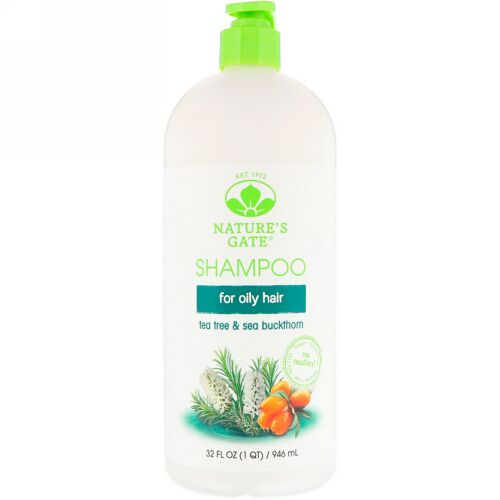 Nature's Gate, シャンプー、オイリーヘアー用、ティーツリー & シーバックソーン、32液量オンス (946 ml) (Discontinued Item)