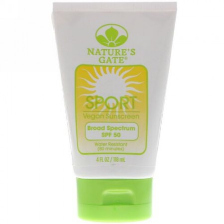 Nature's Gate, スポーツ、ビーガンサンスクリーン、SPF 50、4 fl oz (118 ml) (Discontinued Item)