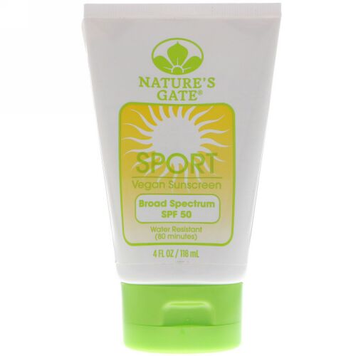 Nature's Gate, スポーツ、ビーガンサンスクリーン、SPF 50、4 fl oz (118 ml) (Discontinued Item)