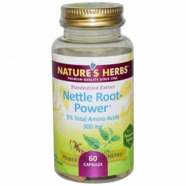 Nature's Herbs, ネトル・ルート-パウダー, 300 mg, 60 カプセル (Discontinued Item)