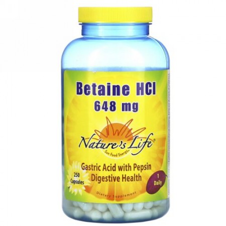 Nature's Life, Betaine HCL, 648 mg, 250 Capsules