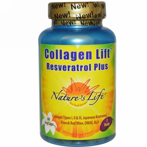 Nature's Life, コラーゲンリフト™, レスベラトロール・プラス, 60 ベジタブルカプセル (Discontinued Item)