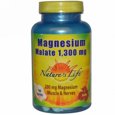 Nature's Life, マグネシウム・リンゴ酸塩、1,300 mg、100 錠