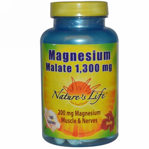 Nature's Life, マグネシウム・リンゴ酸塩、1,300 mg、100 錠