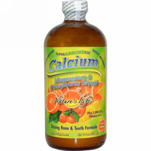Nature's Life, スーパー吸収、 カルシウム マグネシウム&リン系液体、 フレッシュオレンジ、 16 fl oz (474 ml) (Discontinued Item)