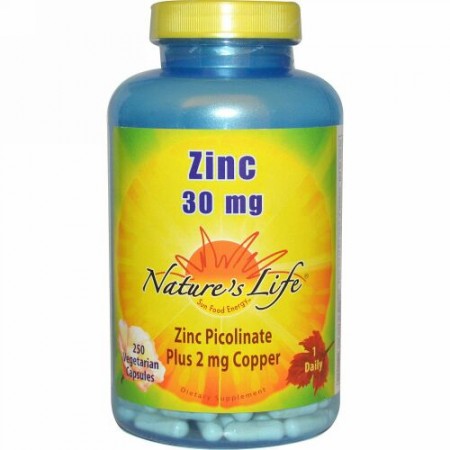 Nature's Life, Zinc, 30 mg, 250 Vegetarian Capsules