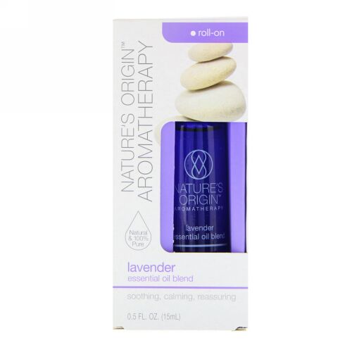 Nature's Origin, アロマテラピー、エッセンシャルオイルブレンド、ラベンダーロールオン、0.5液量オンス (15 ml) (Discontinued Item)