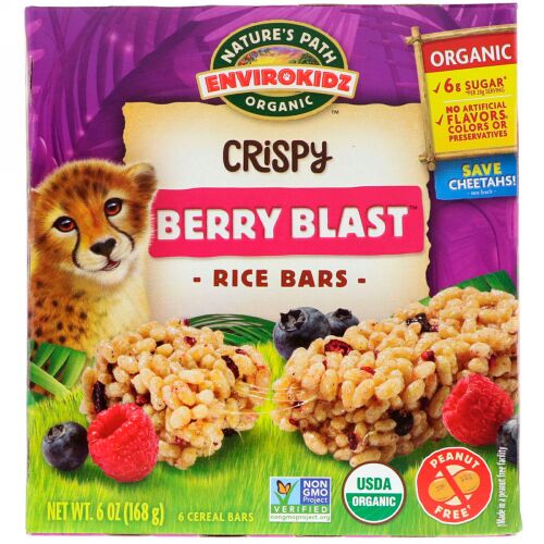 Nature's Path, EnviroKidz、オーガニック・クリスピー・ライスシリアル・バー、ベリーブラスト、6本、各 1オンス (28 g) (Discontinued Item)