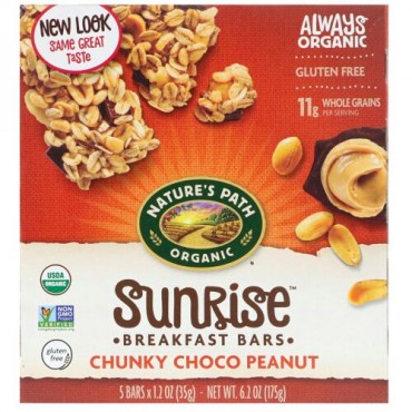 Nature's Path, グルテンフリー セレクションズ, チューイー・グラノーラ・バー, チャンキー・チョコレートピーナッツ, 5 本, 各 1.2 オンス(35 g)
