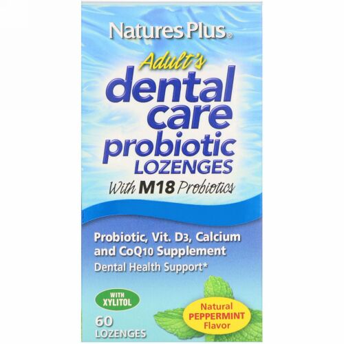 Nature's Plus, 大人用デンタルケアプロバイオティック、天然ペパーミント風味、トローチ60粒
