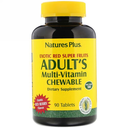 Nature's Plus, 成人用マルチビタミン・チュアブル、エキゾチック・レッド・スーパーフルーツ、レッドベリー、タブレット90錠 (Discontinued Item)