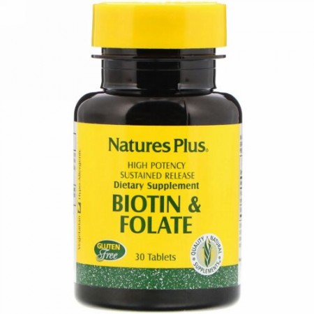 Nature's Plus, ビオチン＆葉酸、30粒