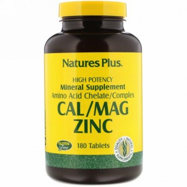 Nature's Plus, カルシウム／マグネシウム亜鉛、タブレット180粒