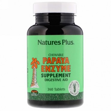 Nature's Plus, チュアブル パパイヤ酵素サプリメント、360 錠