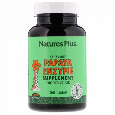 Nature's Plus, チュアブル パパイヤ酵素サプリメント、360 錠