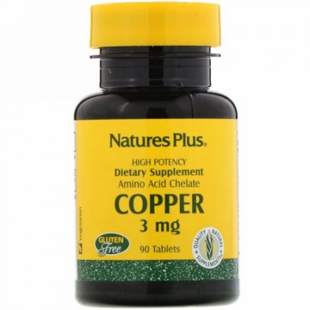 Nature's Plus, 銅, 3 mg, 90 錠剤