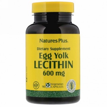Nature's Plus, 卵黄レシチン、600 mg、ベジタリアン用カプセル90錠