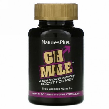 Nature's Plus, GHメイル、男性用ヒト成長ホルモン、植物性カプセル60粒