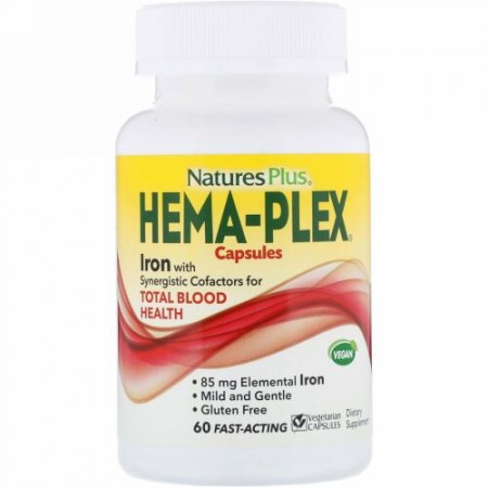 Nature's Plus, ヘマプレックス、ベジタリアンカプセル60錠