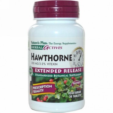 Nature's Plus, ハーブの活性物質、セイヨウサンザシ、持続放出、300 mg、30植物性タブレット (Discontinued Item)