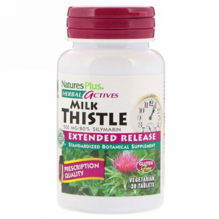 Nature's Plus, ハーバル・アクティブス、オオアザミ、持続放出、500 mg、タブレット30 錠